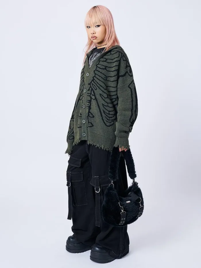 Clothing Minga London Jackets Xray Jacquard Green Hooded Knit Cardigan