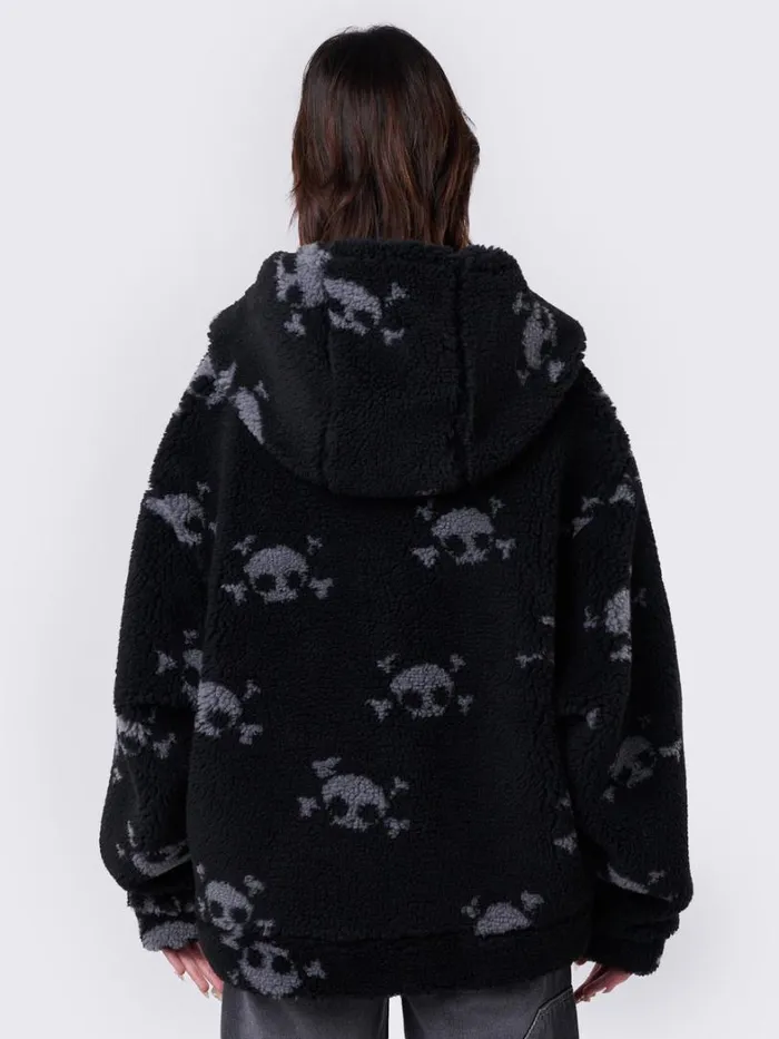 Clothing Minga London Jackets Zaya Skull Fleece Zip Up Hooded Jacket