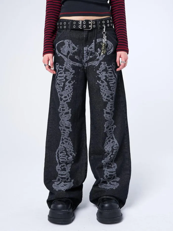 Clothing Minga London Jeans Bones Black Washed Jeans