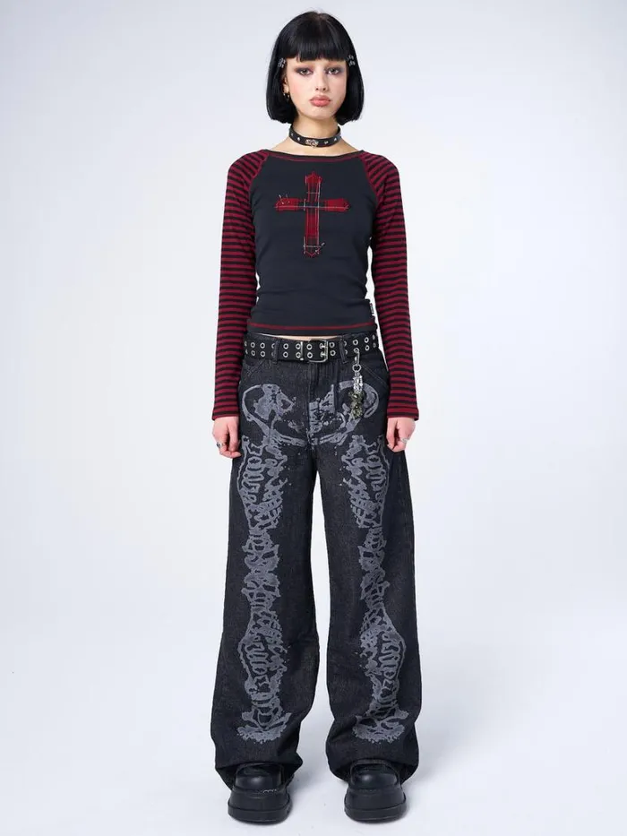 Clothing Minga London Jeans Bones Black Washed Jeans