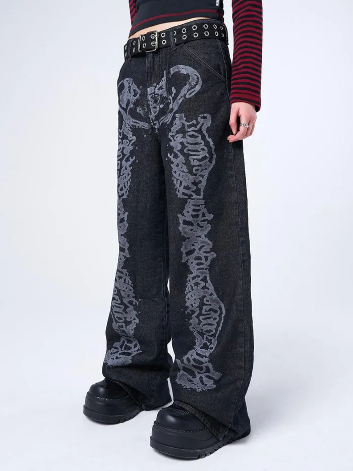 Clothing Minga London Jeans Bones Black Washed Jeans