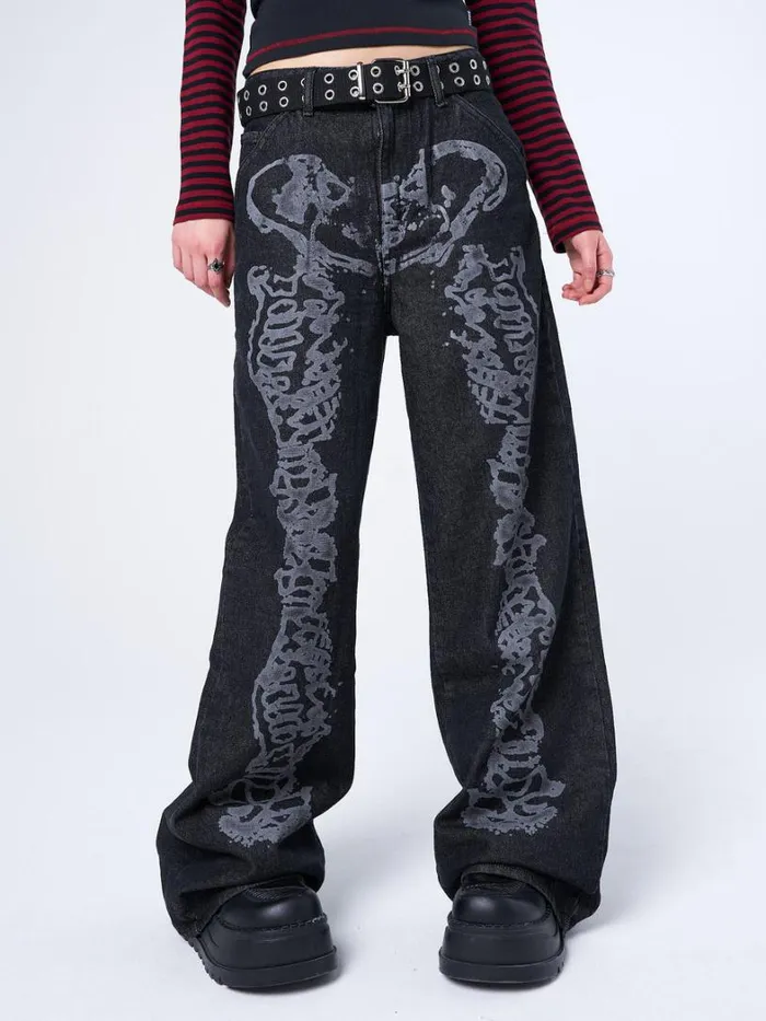 Clothing Minga London Jeans Bones Black Washed Jeans