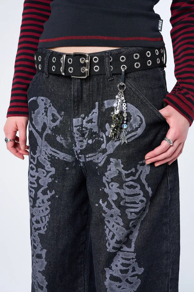 Clothing Minga London Jeans Bones Black Washed Jeans