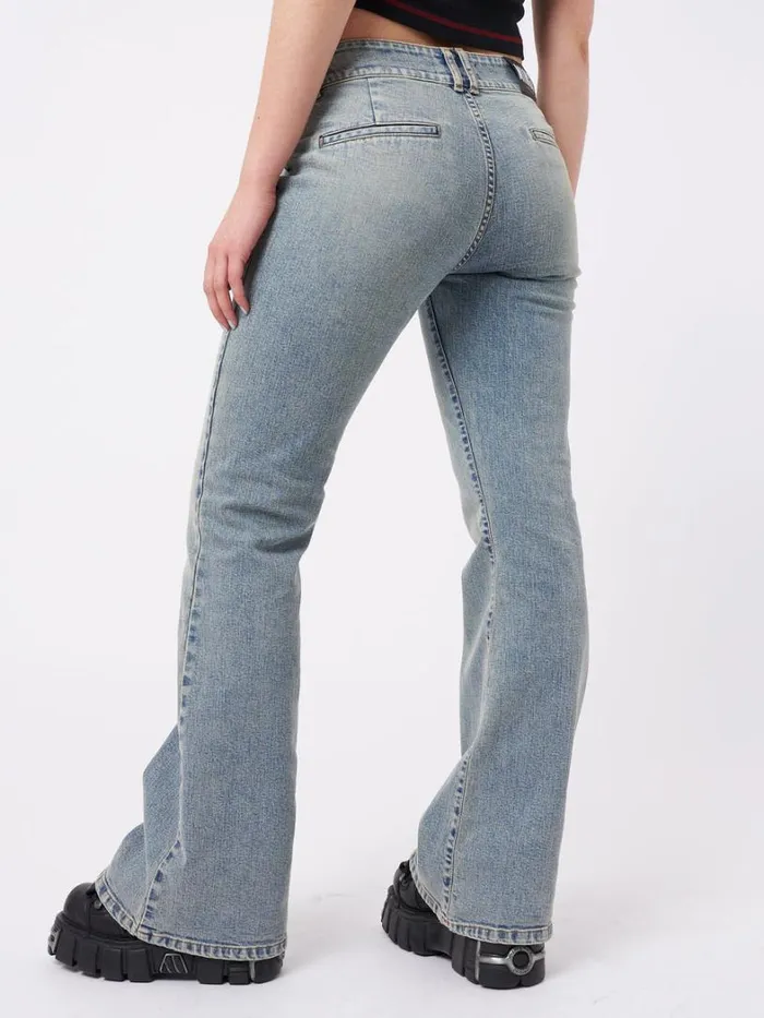 Clothing Minga London Jeans Mia Over Dye Front Pocket Flare Jeans
