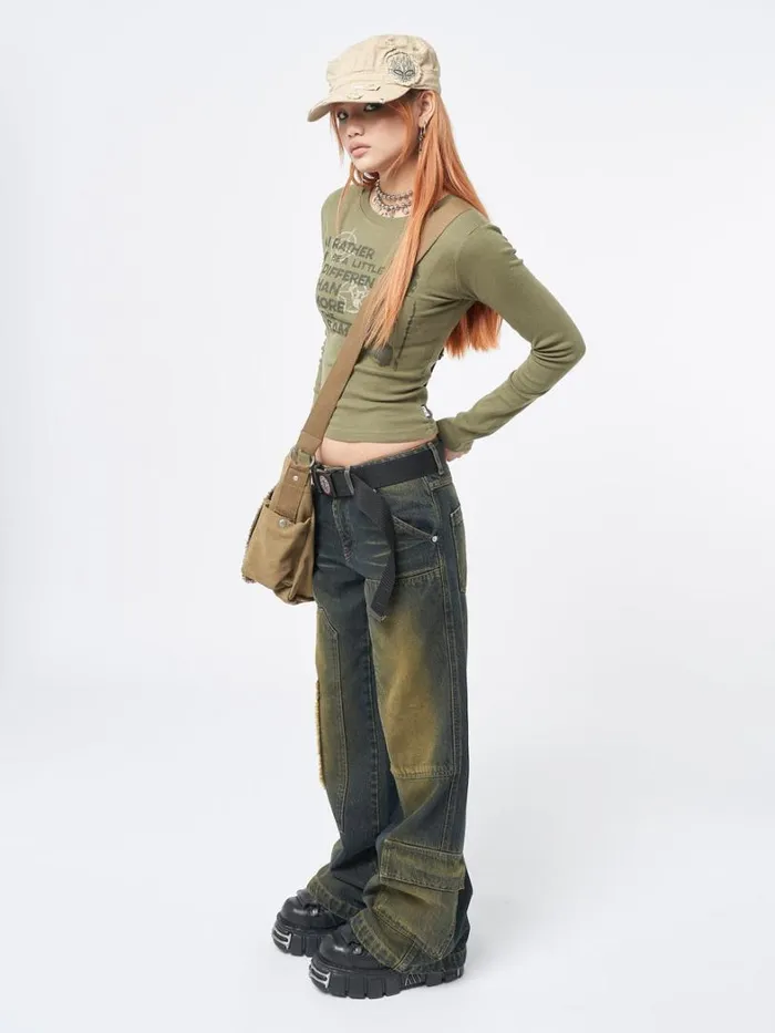 Clothing Minga London Jeans Track Multi Pocket Overdye Cargo Jeans