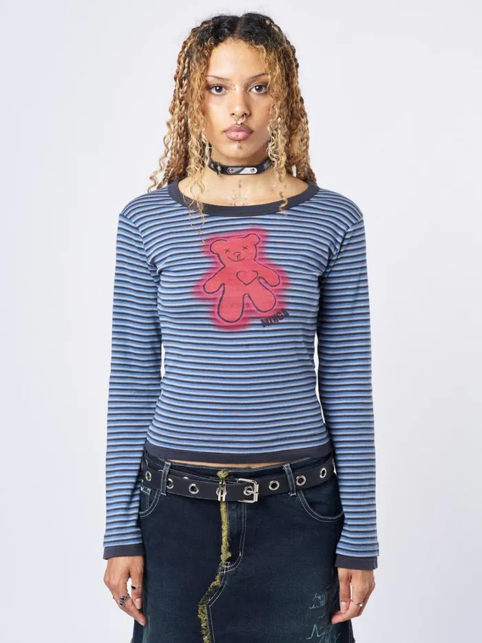 Clothing Minga London Long Sleeve Tops Bloody Teddy Blue Striped Top