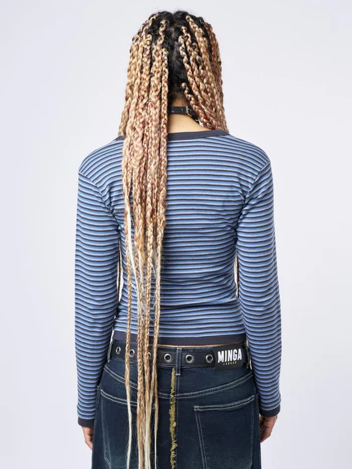 Clothing Minga London Long Sleeve Tops Bloody Teddy Blue Striped Top