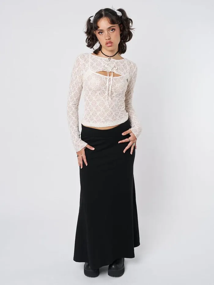 Clothing Minga London Long Sleeve Tops Dahlia Cream Shrug and Cami Top Lace Set