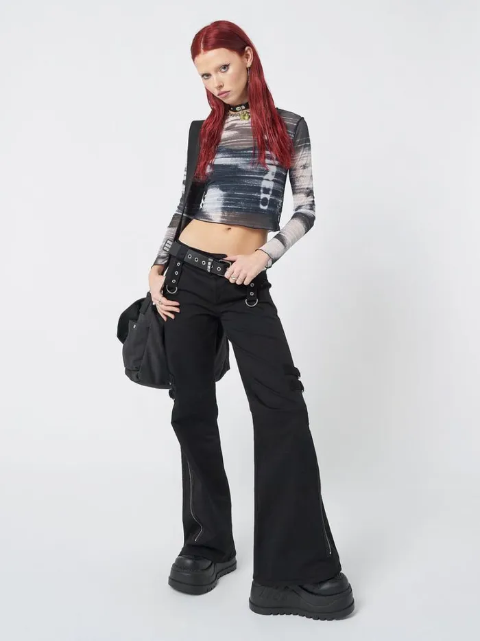 Clothing Minga London Long Sleeve Tops Electric Angel Mesh Crop Top
