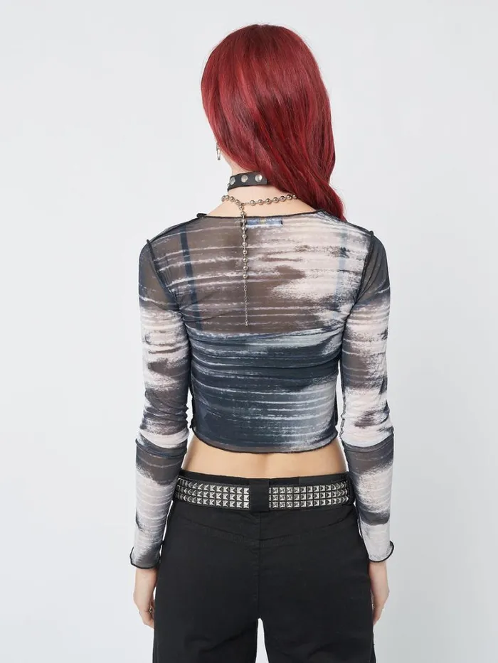 Clothing Minga London Long Sleeve Tops Electric Angel Mesh Crop Top