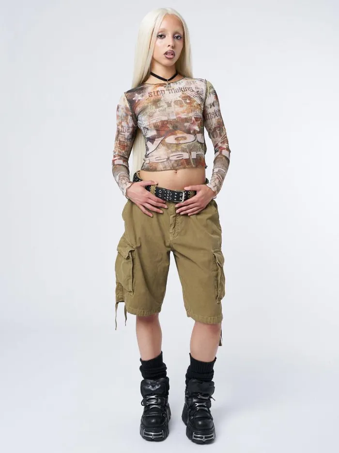 Clothing Minga London Long Sleeve Tops Eliza Graphic Mesh Top
