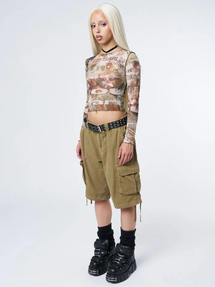 Clothing Minga London Long Sleeve Tops Eliza Graphic Mesh Top