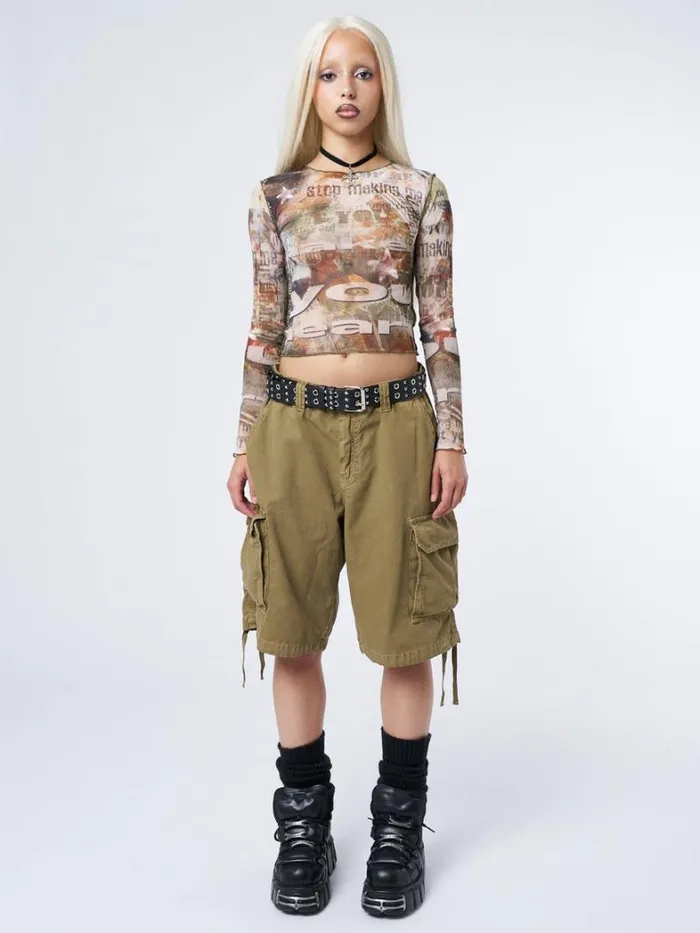 Clothing Minga London Long Sleeve Tops Eliza Graphic Mesh Top