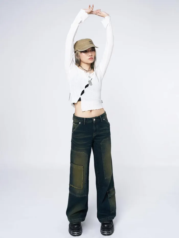 Clothing Minga London Long Sleeve Tops Hana White Asymmetrical Cut Out Top