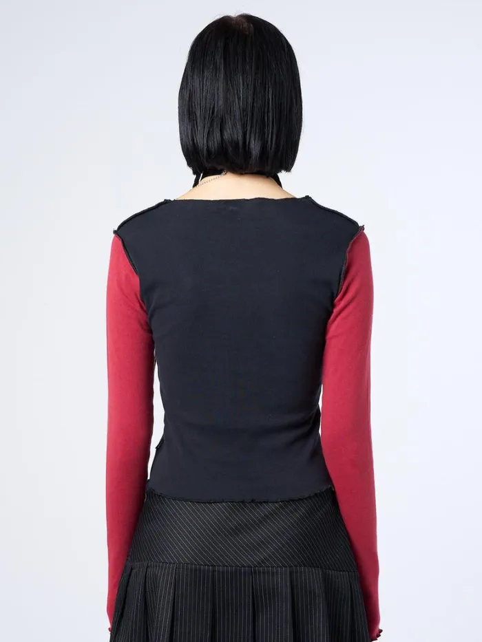 Clothing Minga London Long Sleeve Tops No Silence Red and Black Graphic Top