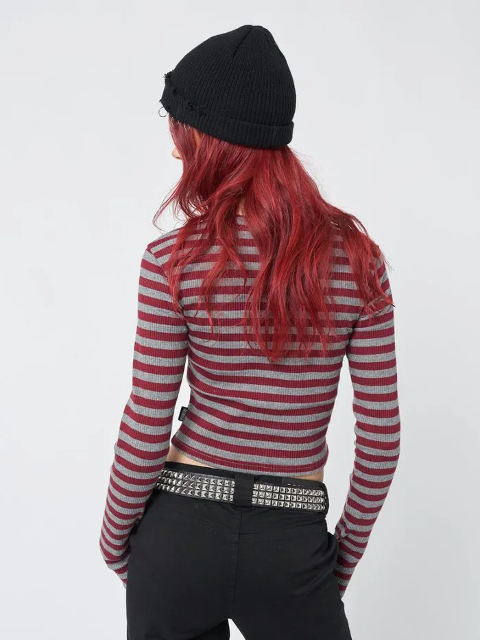 Clothing Minga London Long Sleeve Tops Star Sign Striped Rib Top
