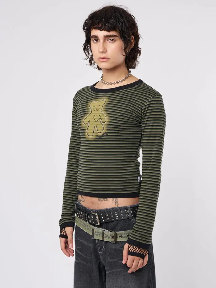 Clothing Minga London Long Sleeve Tops Teddy Green Striped Top