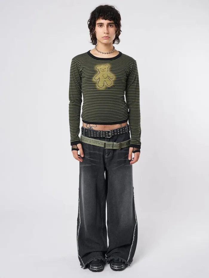 Clothing Minga London Long Sleeve Tops Teddy Green Striped Top