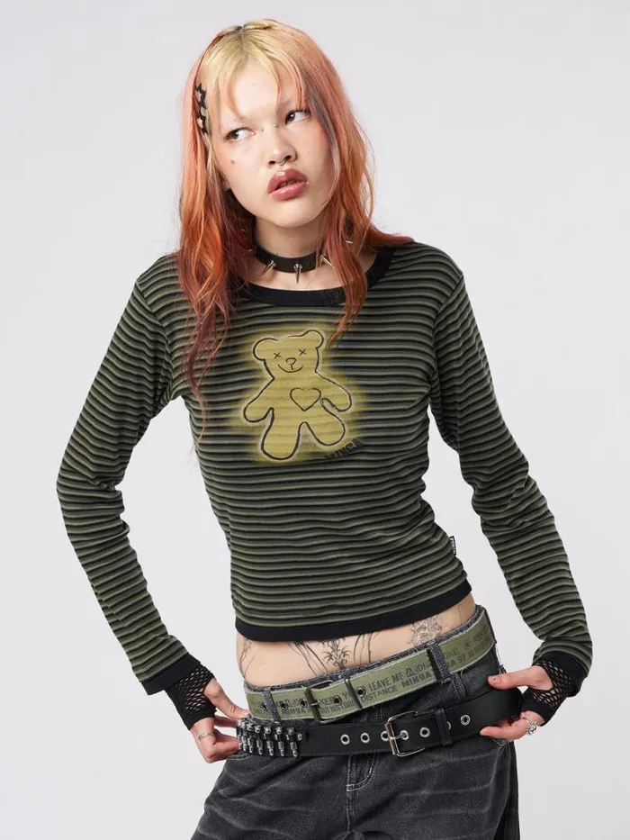 Clothing Minga London Long Sleeve Tops Teddy Green Striped Top