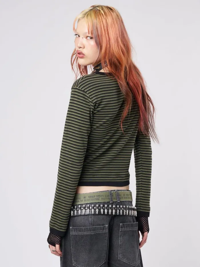 Clothing Minga London Long Sleeve Tops Teddy Green Striped Top