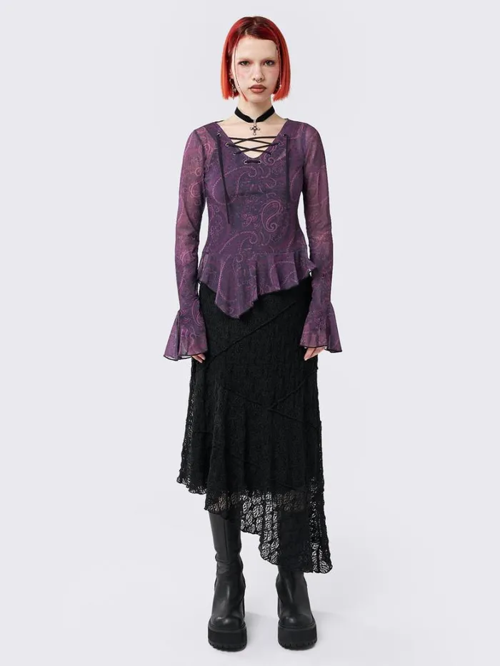 Clothing Minga London Long Sleeve Tops Winona Lace Up Flared Sleeve Top