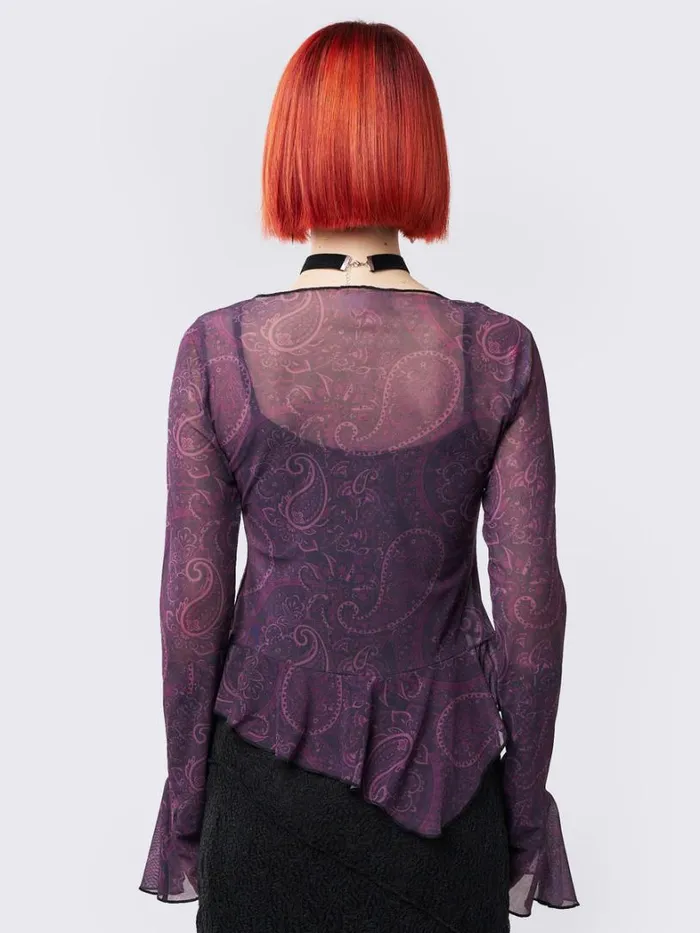 Clothing Minga London Long Sleeve Tops Winona Lace Up Flared Sleeve Top