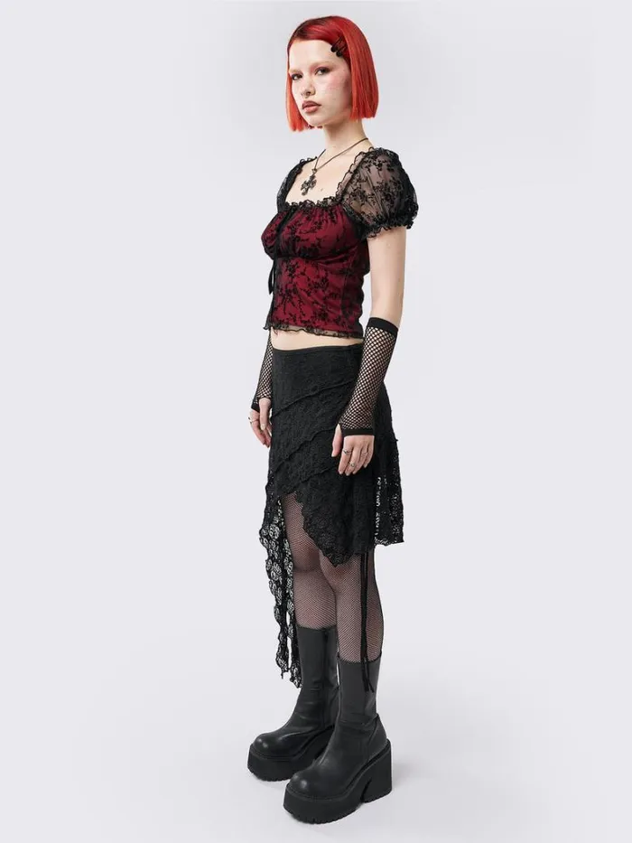 Clothing Minga London Mesh Tops Odessa Floral Milkmaid Top