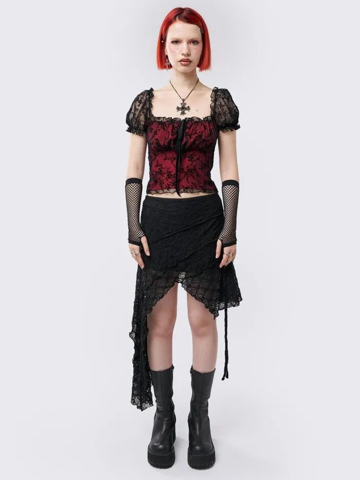 Clothing Minga London Mesh Tops Odessa Floral Milkmaid Top