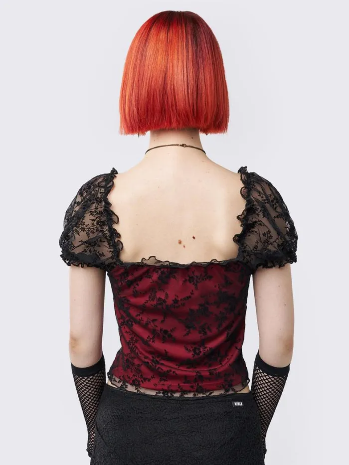 Clothing Minga London Mesh Tops Odessa Floral Milkmaid Top