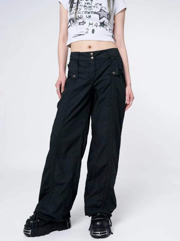Clothing Minga London Pants Bea Black Ruched Front Pants