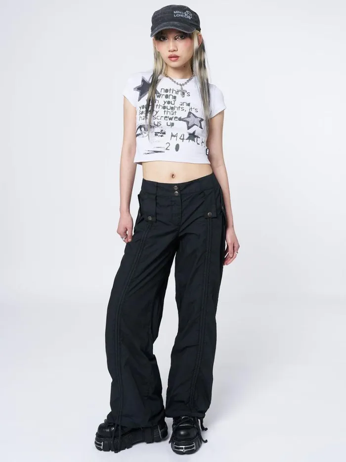 Clothing Minga London Pants Bea Black Ruched Front Pants