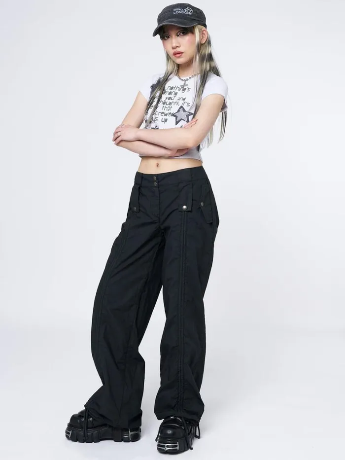 Clothing Minga London Pants Bea Black Ruched Front Pants