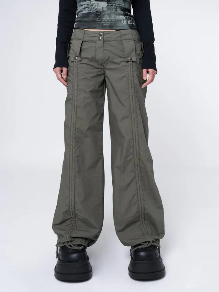 Clothing Minga London Pants Bea Green Ruched Front Pants