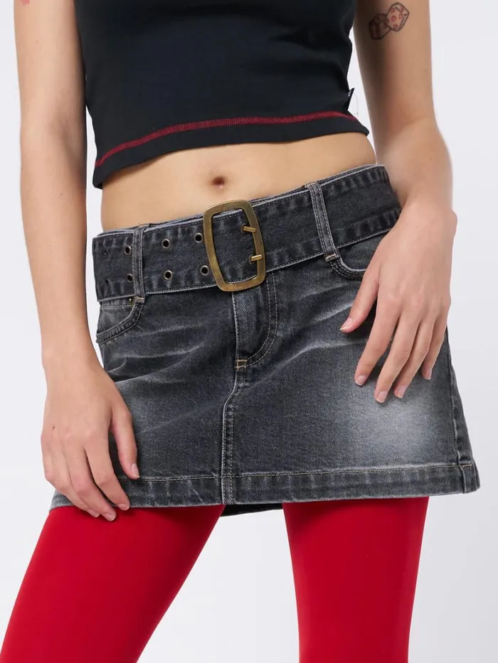Clothing Minga London Skirts Alana Black Denim Mini Skirt