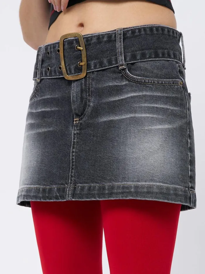Clothing Minga London Skirts Alana Black Denim Mini Skirt