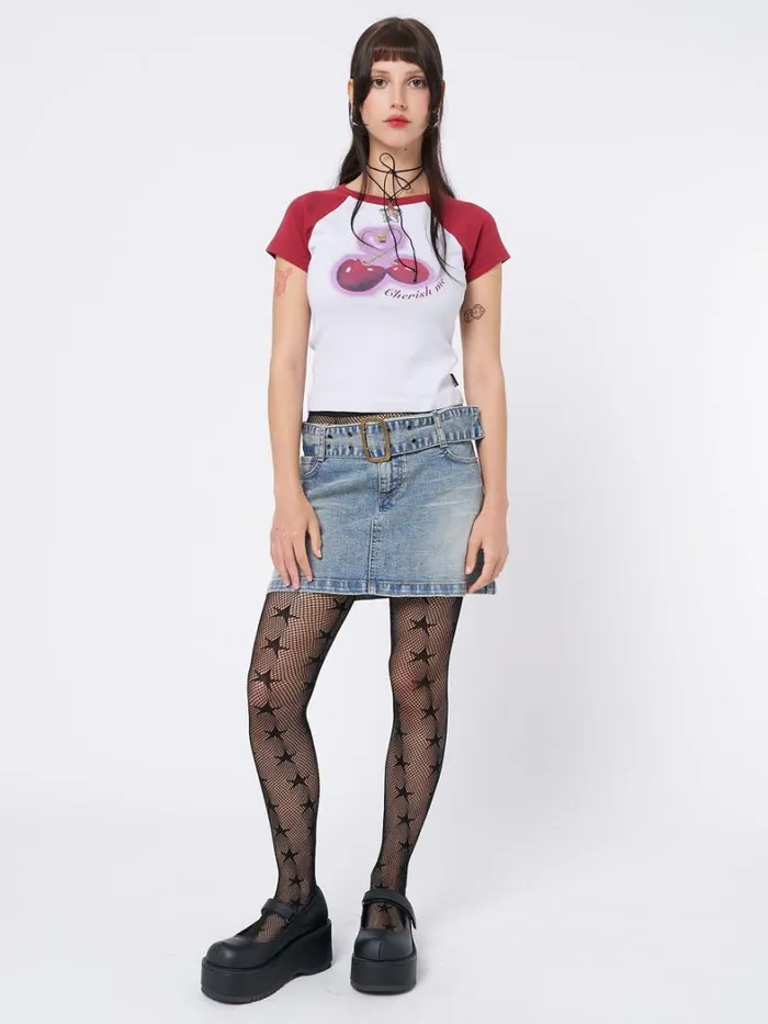 Clothing Minga London Skirts Alana Blue Denim Mini Skirt
