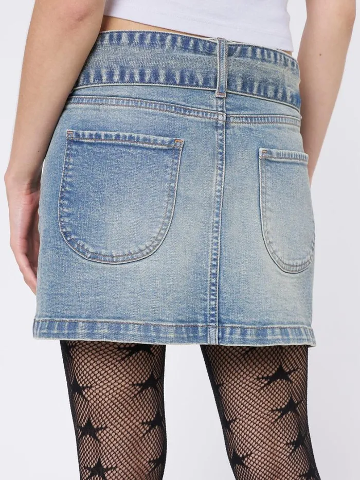 Clothing Minga London Skirts Alana Blue Denim Mini Skirt