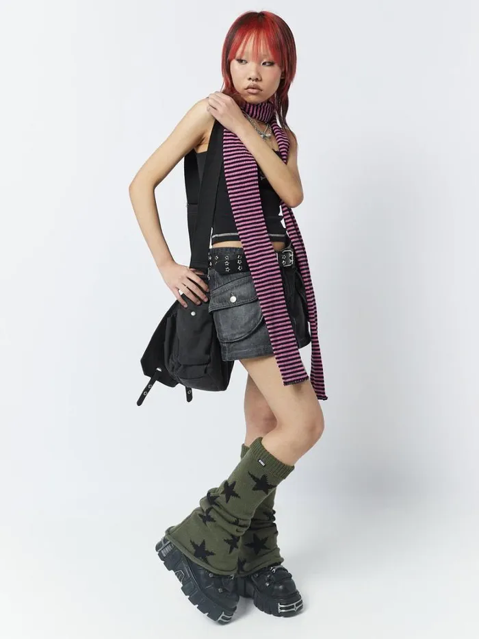 Clothing Minga London Skirts Ashley Washed Black Mini Cargo Skirt