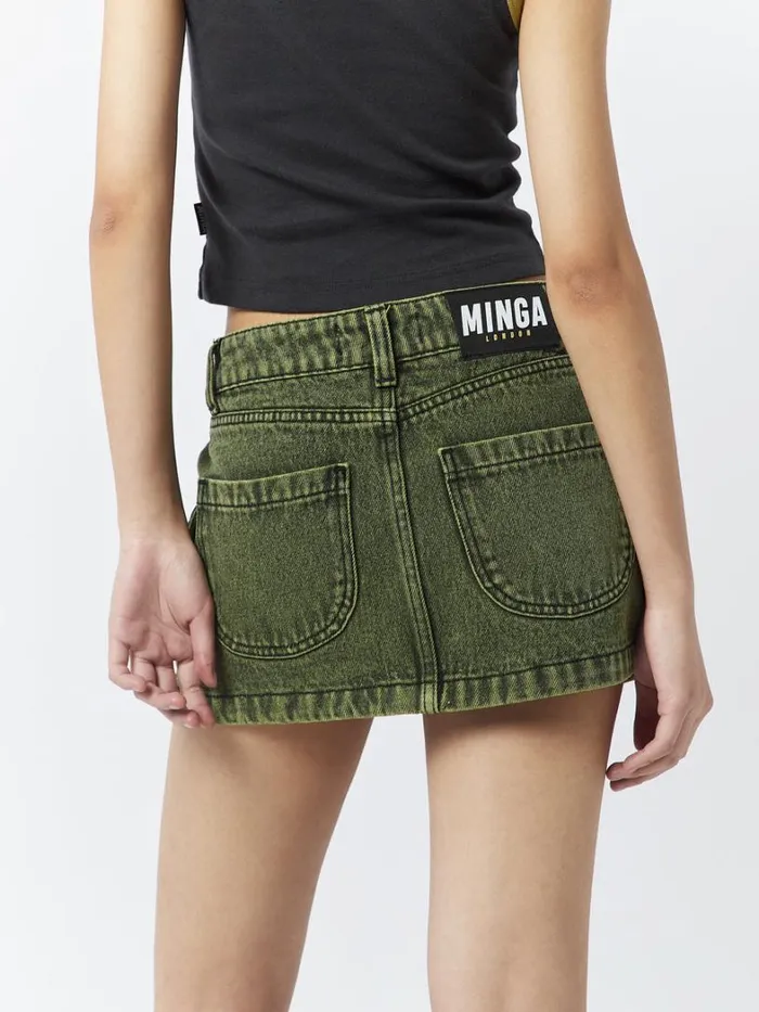 Clothing Minga London Skirts Ashley Washed Green Mini Cargo Skirt