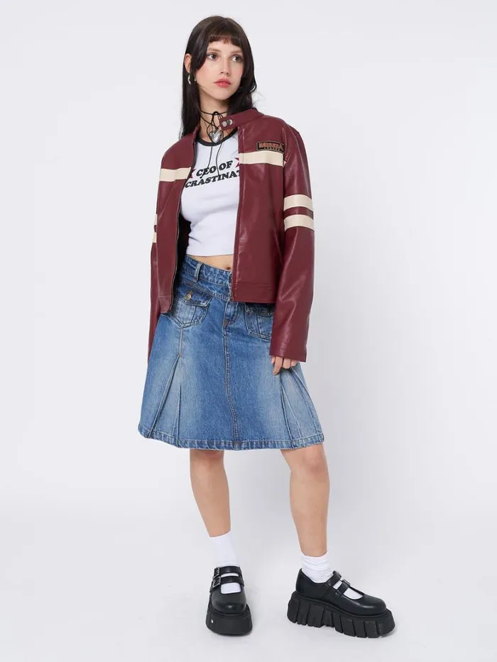Clothing Minga London Skirts Astrid Denim Pleated Midi Skirt