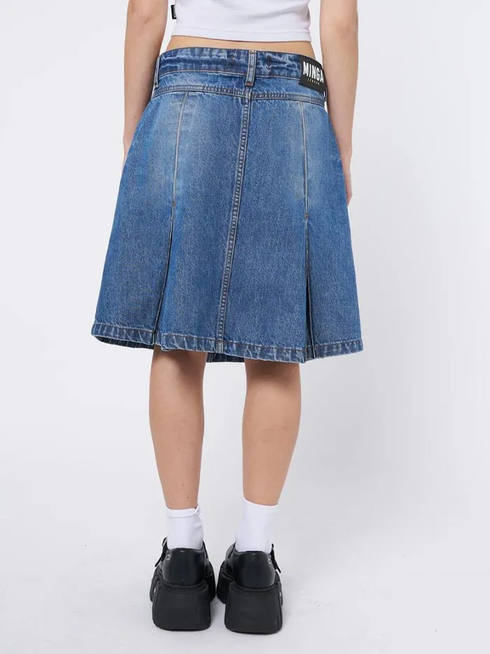 Clothing Minga London Skirts Astrid Denim Pleated Midi Skirt