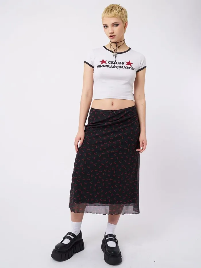 Clothing Minga London Skirts Cherry Cola Mesh Midi Skirt