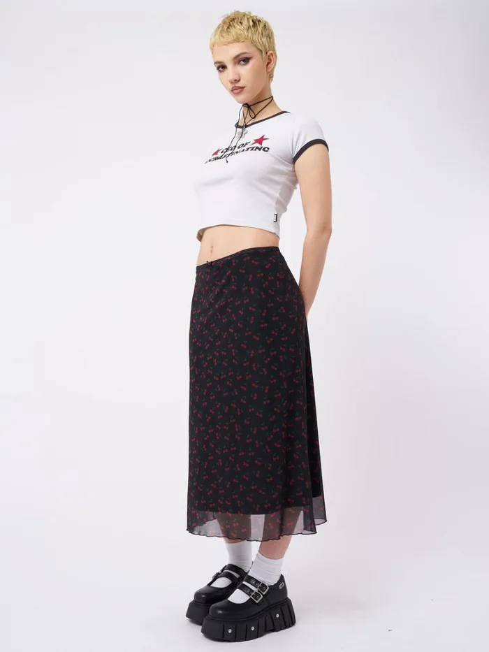 Clothing Minga London Skirts Cherry Cola Mesh Midi Skirt