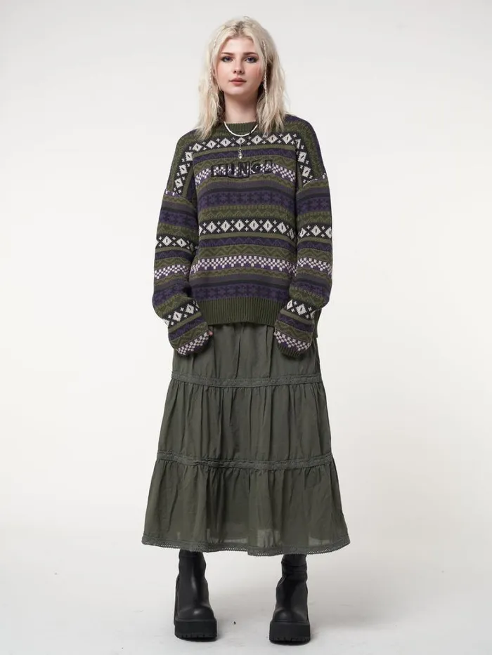 Clothing Minga London Skirts Foggy Green Ruffle Lace Maxi Skirt