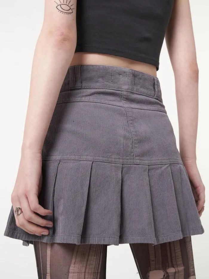 Clothing Minga London Skirts Grey Corduroy Pleated Mini Skirt