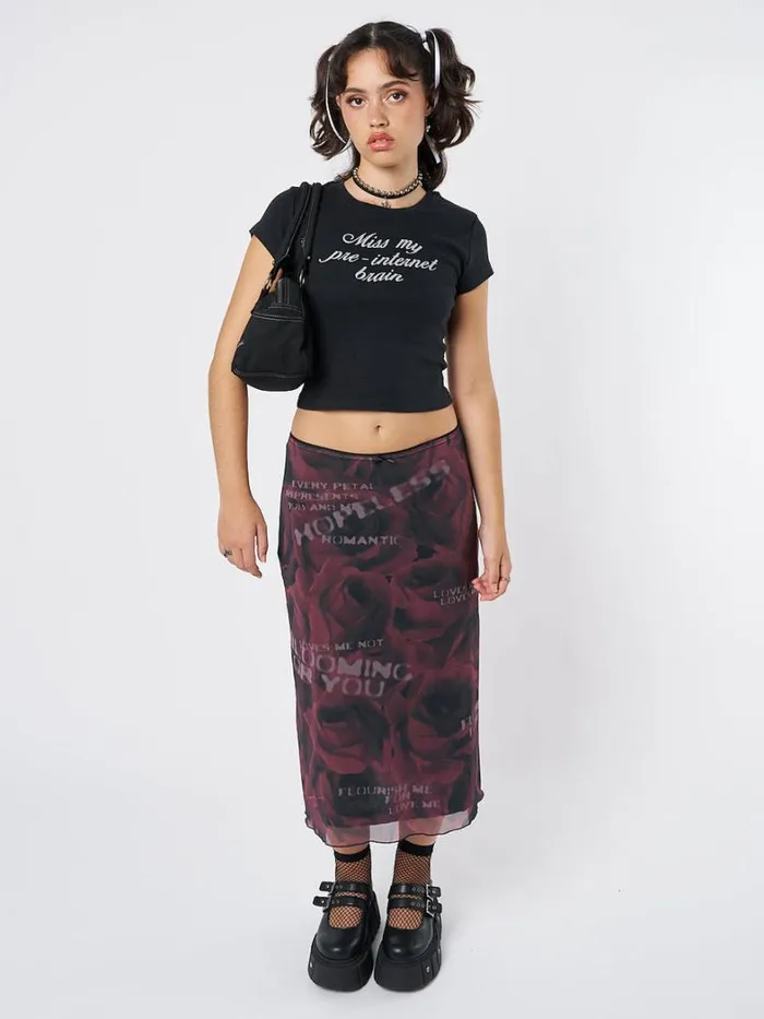 Clothing Minga London Skirts Hopeless Romantic Rose Mesh Midi Skirt