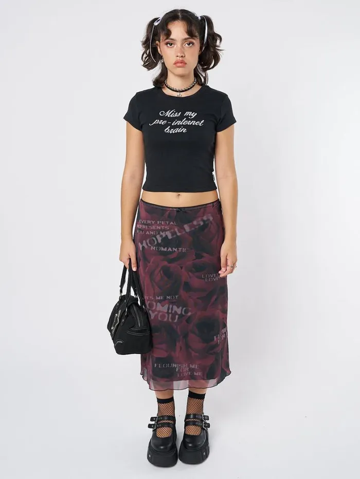 Clothing Minga London Skirts Hopeless Romantic Rose Mesh Midi Skirt