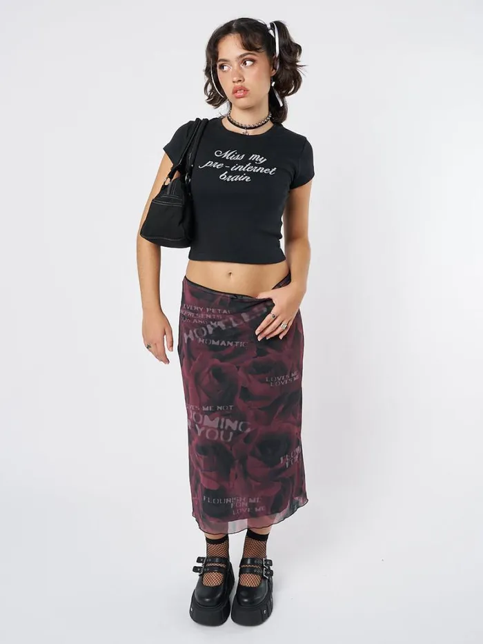 Clothing Minga London Skirts Hopeless Romantic Rose Mesh Midi Skirt
