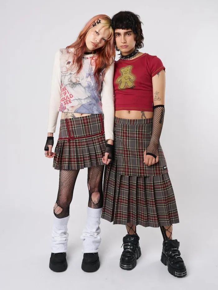 Clothing Minga London Skirts Laurie Pleated Tartan Midi Skirt
