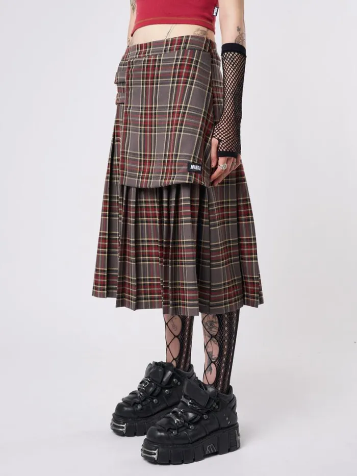 Clothing Minga London Skirts Laurie Pleated Tartan Midi Skirt